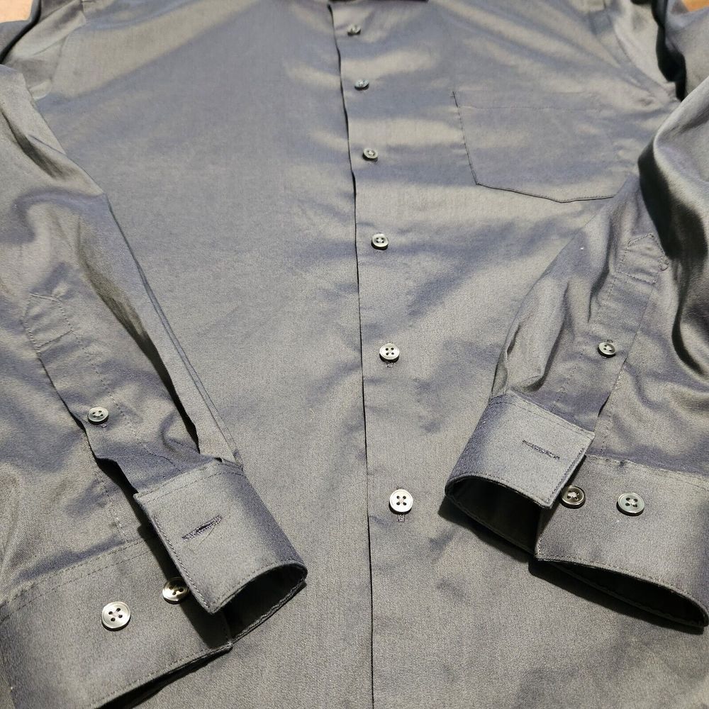 Van Heusen Dress Shirt Large 34-35 Long Sleeve Gray Regular Fit Stretch - Picture 2 of 11